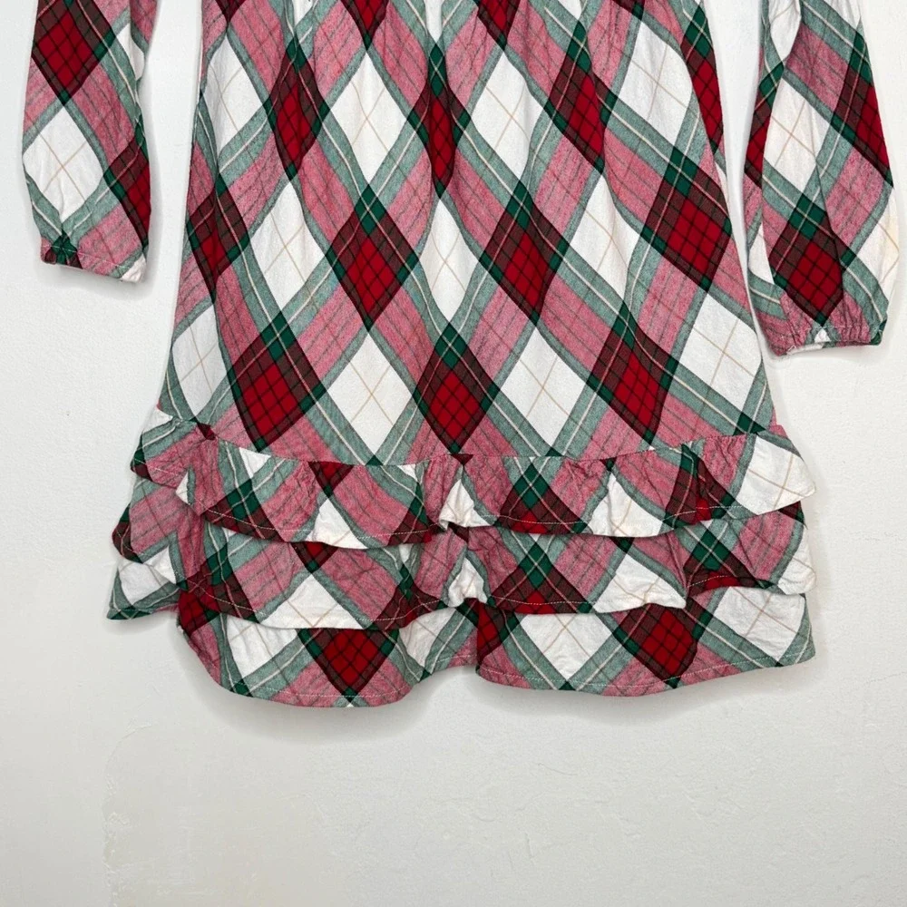 Gymboree Girls Dress Size 8 Red Green Plaid Cotton Long Sleeve Holiday Christmas